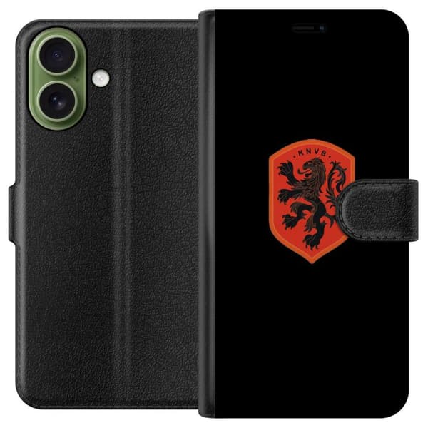 Kompatibel Tegnebogsetui til Apple iPhone 17 Orange skjold med sort heraldisk løve mod sort baggrund sort