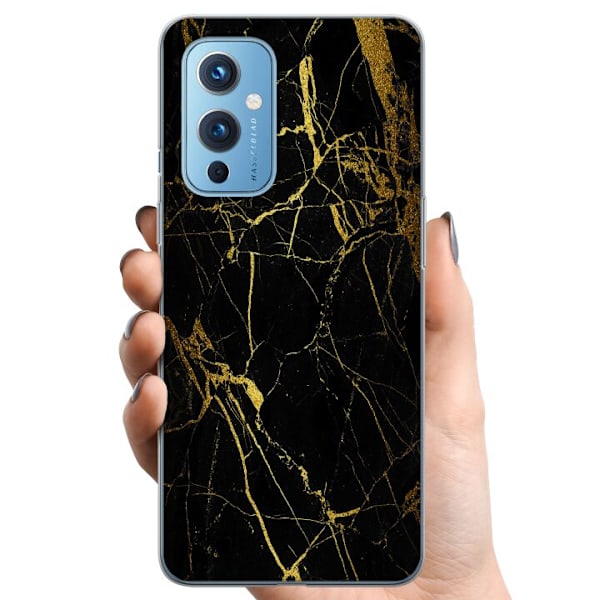 OnePlus 9 TPU Mobilcover Marmor Sort & Guld