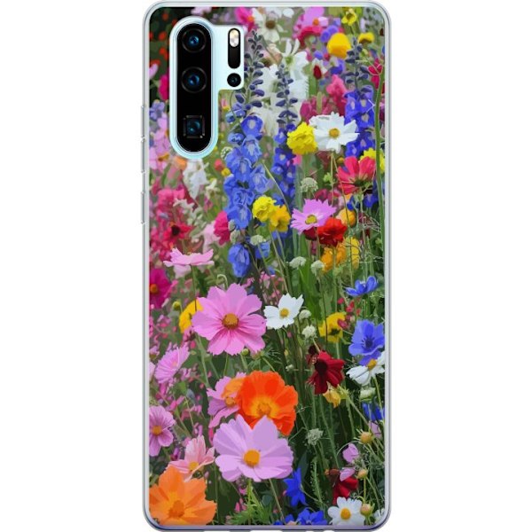 Huawei P30 Pro Läpinäkyvä kuori Kukkakuvioinen mobiilikuori kesäisellä niityllä ja luontomaisemalla