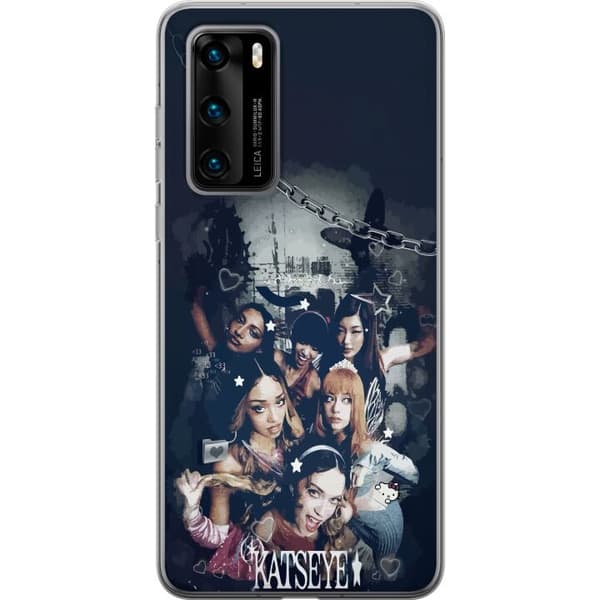 Kompatibelt Mobildeksel til Huawei P40 KATSEYE mörkt gruppcollage svart