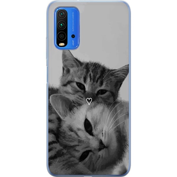 Xiaomi Redmi Note 9 4G Gennemsigtig cover Kat Hjerte