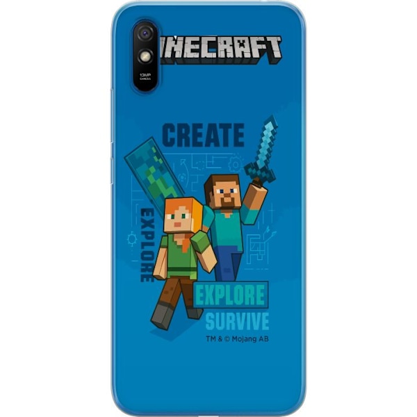 Xiaomi Redmi 9A Läpinäkyvä kuori Minecraft Luolastot