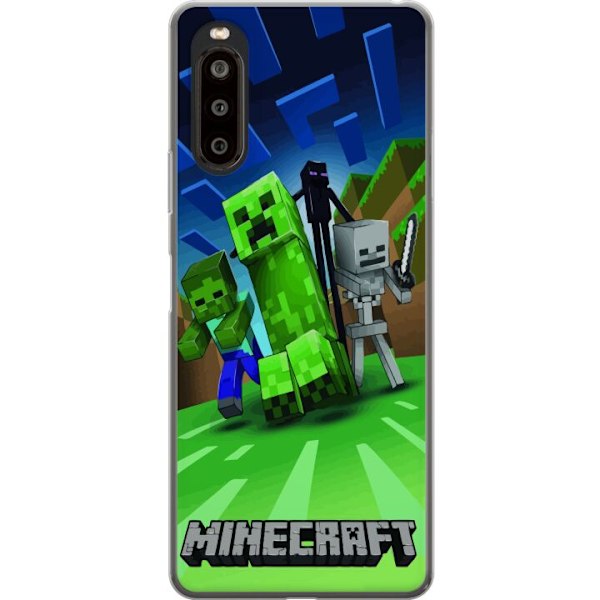 Sony Xperia 10 II Genomskinligt Skal Minecraft Creeper mobilskal i klassisk grön pixelstil