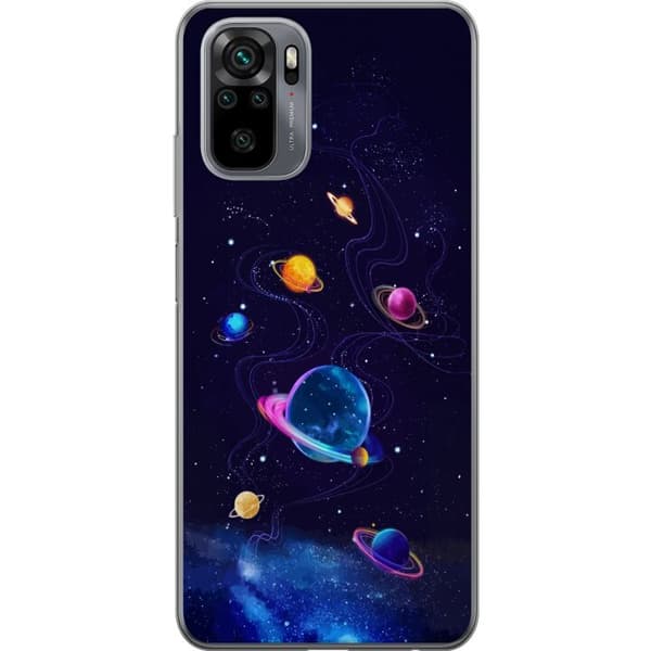 Kompatibelt Mobildeksel til Xiaomi Redmi Note 10S Fargerike planeter og stjerner i et animert romlandskap blå