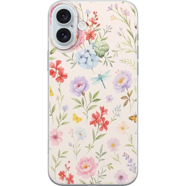Apple iPhone 16 Plus Genomskinligt Skal Blommor