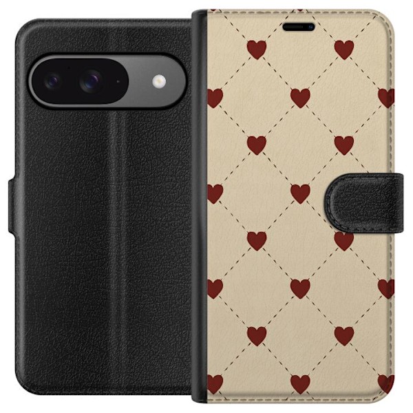Google Pixel 9 Plånboksfodral Heart Grid