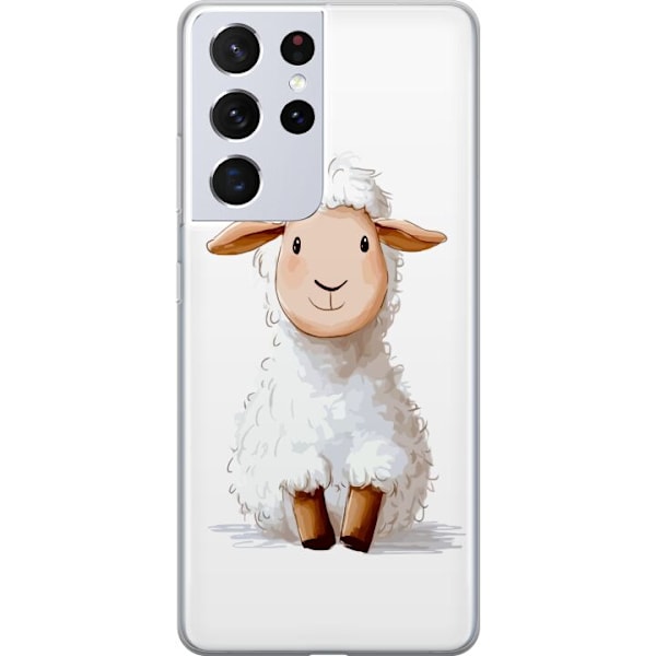 Samsung Galaxy S21 Ultra 5G Läpinäkyvä kuori Suloinen Lammas - lasten ja vauvan tuotteita sarjakuvatyyliin