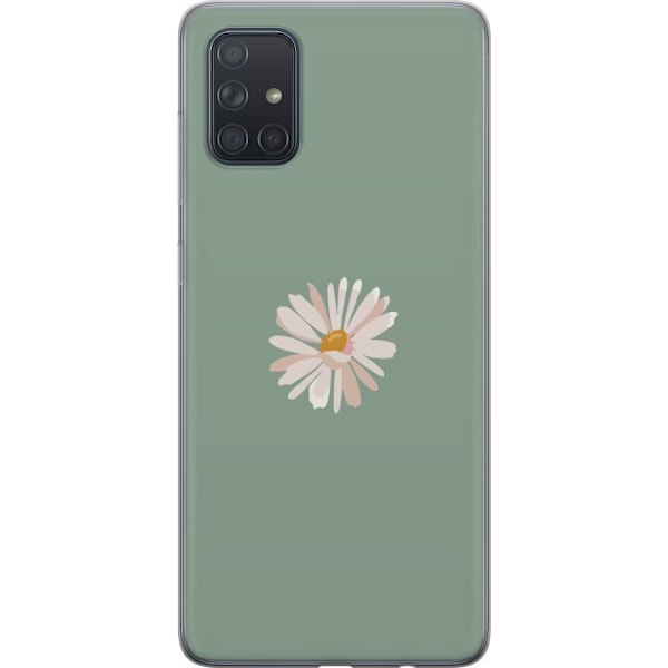 Samsung Galaxy A71 Läpinäkyvä kuori Vihreä Minimalikukka - tyylikäs kukka vihreällä taustalla