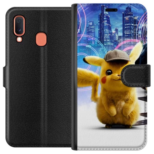 Kompatibelt Plånboksfodral till Samsung Galaxy A20e Detective Pikachu - Pikachu