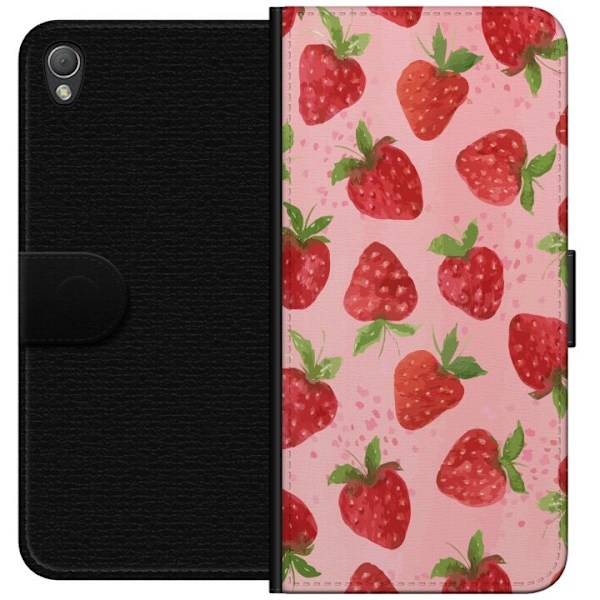 Sony Xperia Z3 Lompakkokotelo Mansikkahaaveet - Retrot tyyli mansikkakuviointi