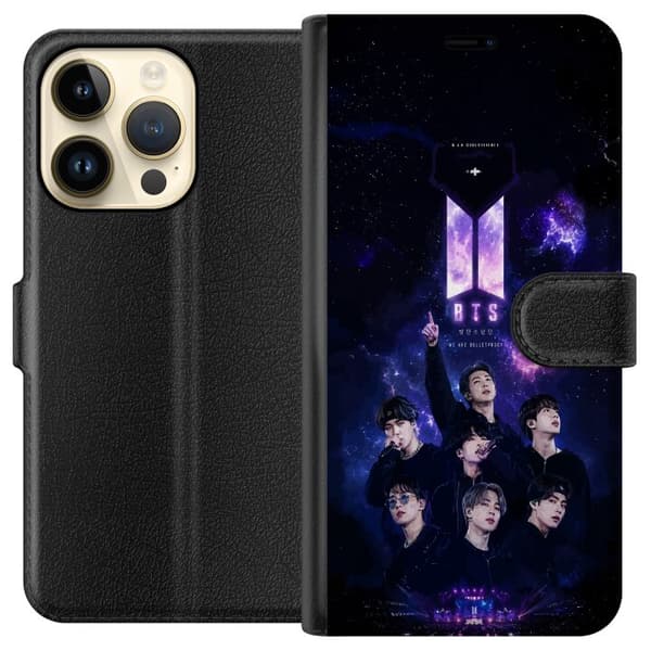 Kompatibel Tegnebogsetui til Apple iPhone 14 Pro BTS lilla