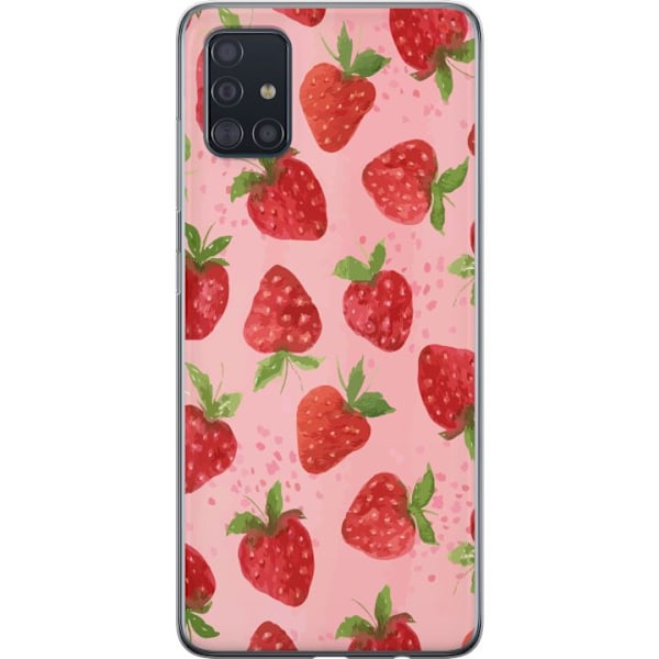 Samsung Galaxy A51 Genomskinligt Skal Strawberry Dreams – jordgubbsmönster i retrostil