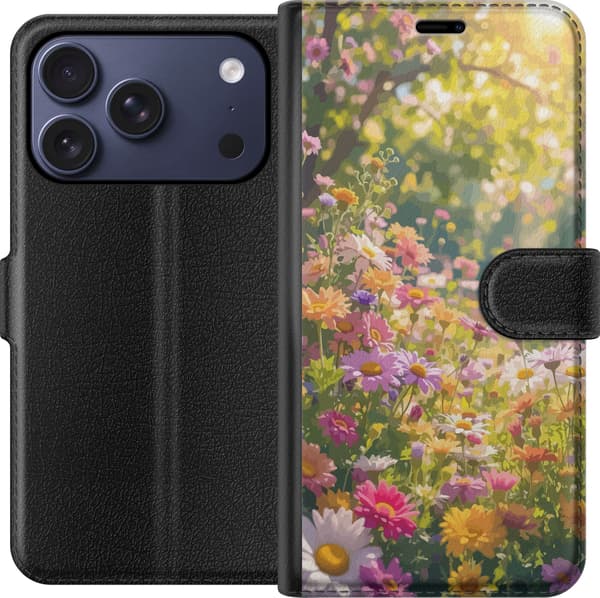 Kompatibelt Lommeboketui til Apple iPhone 17 Pro Blomstermønster