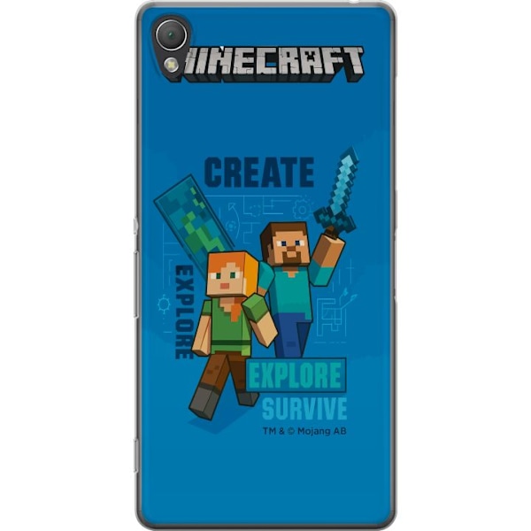 Sony Xperia Z3 Läpinäkyvä kuori Minecraft Luolastot