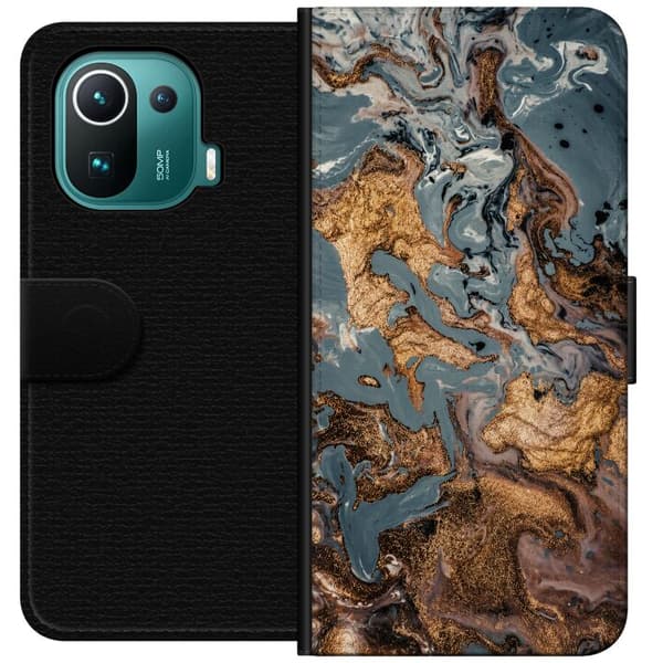 Kompatibelt Lommeboketui til Xiaomi Mi 11 Pro Grå marmormiks grå
