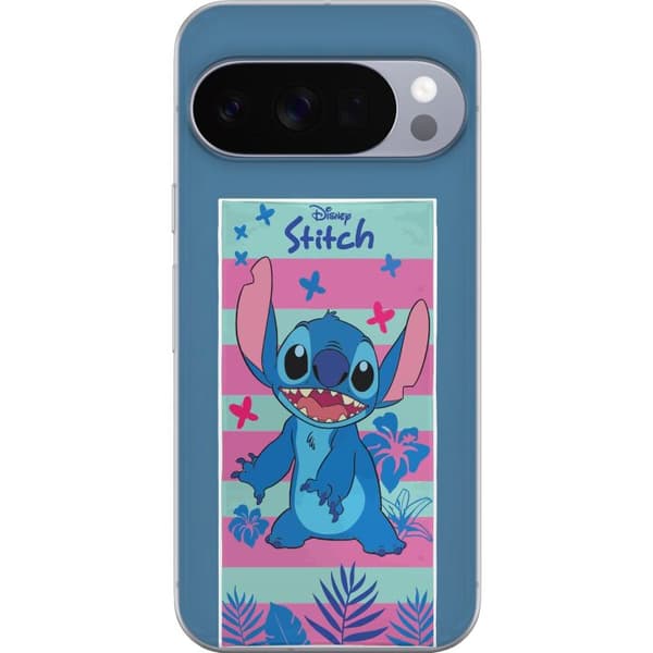 Kompatibelt Mobildeksel til Google Pixel 11 Pro Stitch med tropiske blader og pastellstriper blå