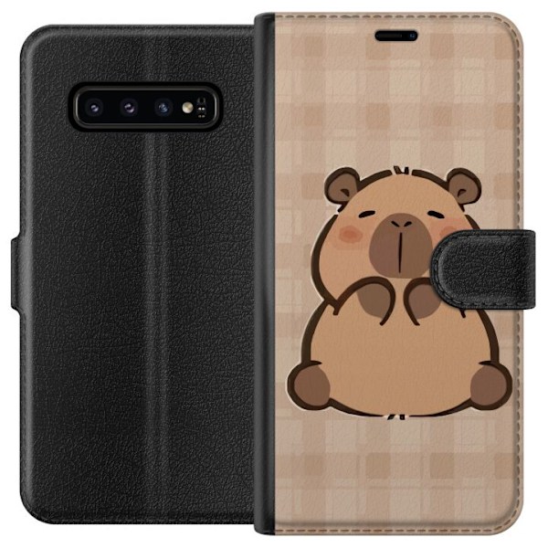 Samsung Galaxy S10 Tegnebogsetui Mobilskal kawaii capybara flera figurer japansk stil
