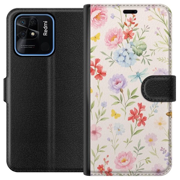 Xiaomi Redmi 10C Lompakkokotelo Kukat