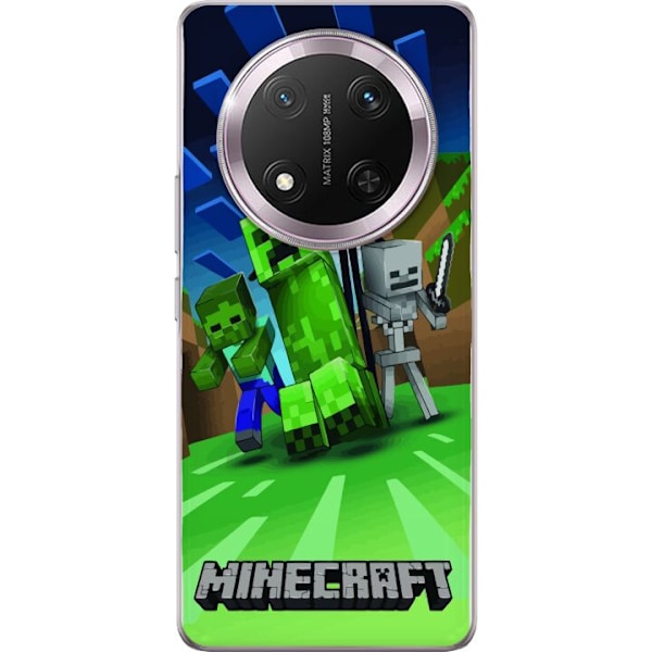 Honor Magic7 Lite Gennemsigtig cover Minecraft Creeper mobilskal i klassisk grön pixelstil