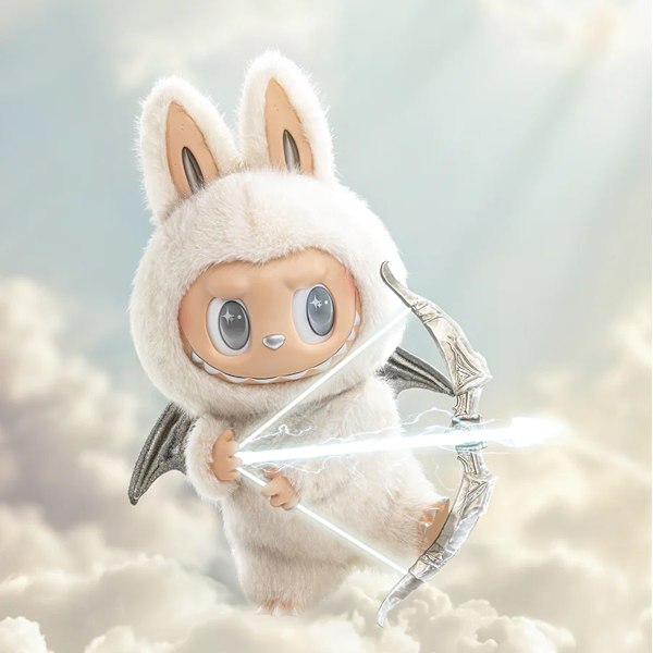 Labubu Zimomo Angel Pendant 17 cm Pop Mart Vinylfigur Blind Box | Designer Toy | Exklusiv Samlarfigur | Trendig Bag Charm | Heavenly Edition