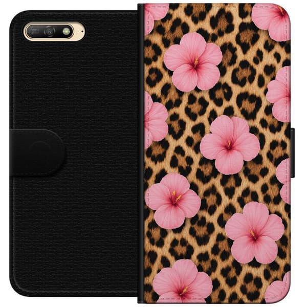 Kompatibelt Lommeboketui til Huawei Y6 (2018) Brun blomsterleopard brun