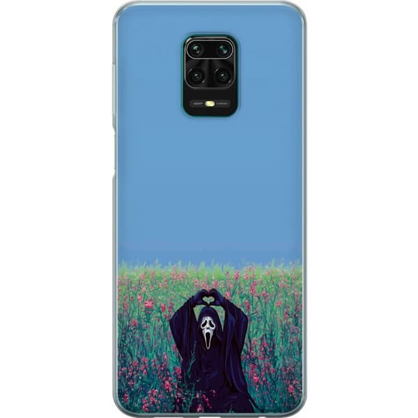Kompatibelt Mobilskal till Xiaomi Redmi Note 9 Pro Skräckfigur i blomsteräng blå