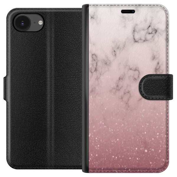 Apple iPhone 16e Lommeboketui Myk rosa marmor