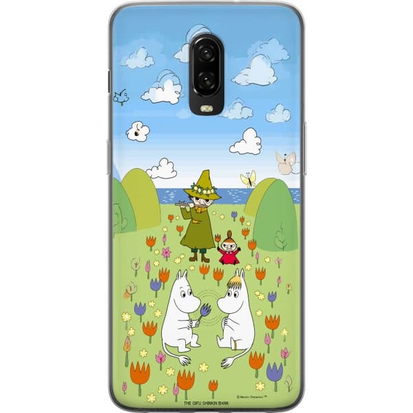 Kompatibelt Mobilskal till OnePlus 6T Mumin i blomsteräng grön