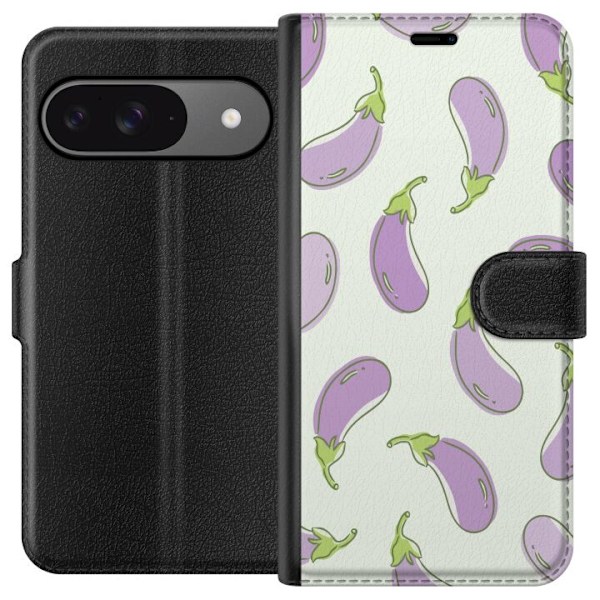 Google Pixel 9 Lommeboketui Aubergine Mønster