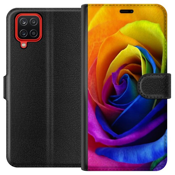 Samsung Galaxy A12 Tegnebogsetui Regnbue Rose