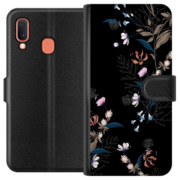 Samsung Galaxy A20e Tegnebogsetui Blomster