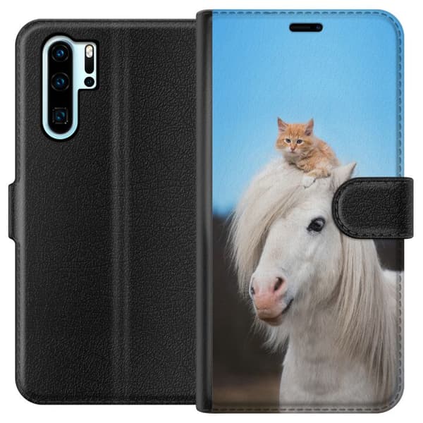 Kompatibelt Lommeboketui til Huawei P30 Pro Hest & Katt