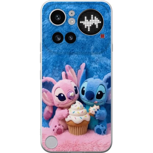 Kompatibel Mobilcover til Nothing Phone 4a Pro Søde blå og lyserøde figurer med stor cupcake og krymmel pink