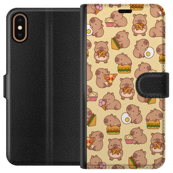Apple iPhone X Lommeboketui Kawaii capybara mobildeksel med flere søte figurer