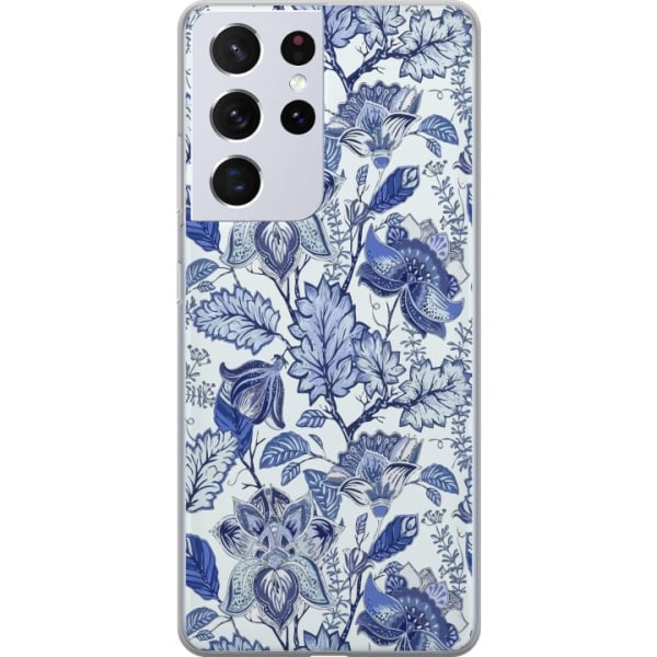 Samsung Galaxy S21 Ultra 5G Gennemsigtig cover Blomster Blå..