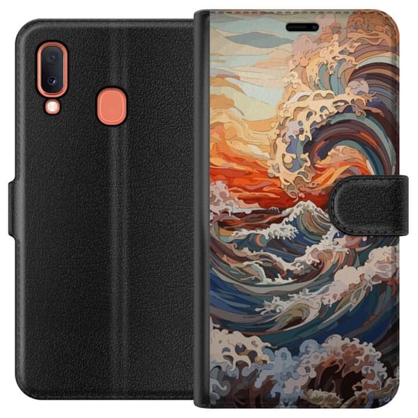 Kompatibelt Lommeboketui til Samsung Galaxy A20e Bølger