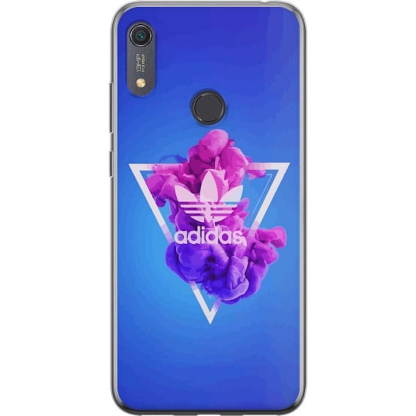 Huawei Y6s (2019) Läpinäkyvä kuori Adidas-inspiroitunut sininen muotoilu - urheilullinen motiivi retro-vibeillä sinisissä sävyissä