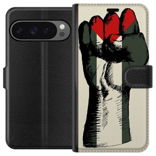 Google Pixel 9 Pro XL Plånboksfodral Hand knuten i Palestinas färger – kraftfull symbol för frihetsrörelsen