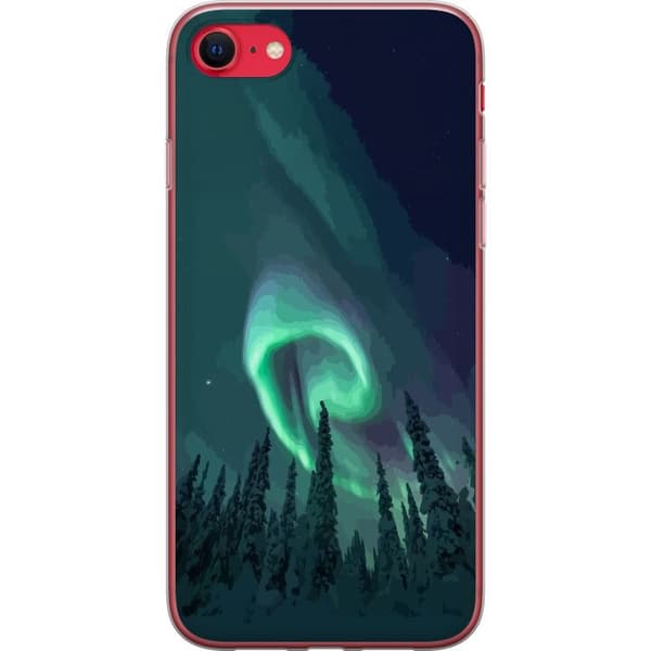 Kompatibelt Mobilskal till Apple iPhone 7 Norrsken över vinterlandskap grön