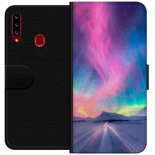 Kompatibel Tegnebogsetui til Samsung Galaxy A20s Nordlys