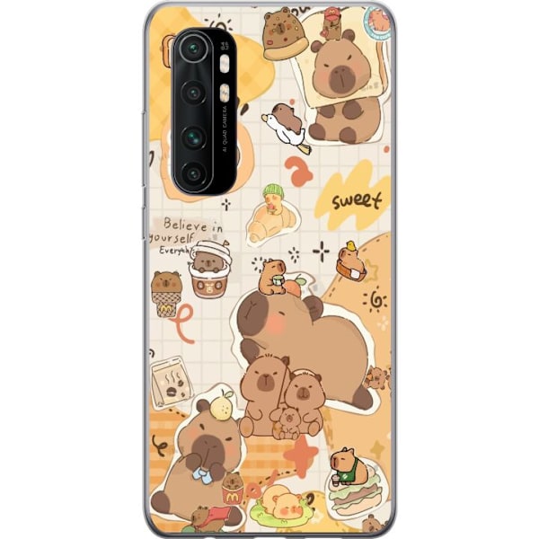 Xiaomi Mi Note 10 Lite Läpinäkyvä kuori Kawaii capybara mobilskal med gulliga djurmotiv