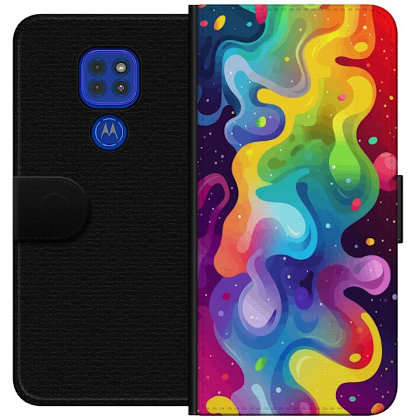 Motorola Moto G9 Play Plånboksfodral Color Splash Abstrakt Konst Design Färgstarkt Mönster Modern Populär Väggkonst Grafiskt Trend