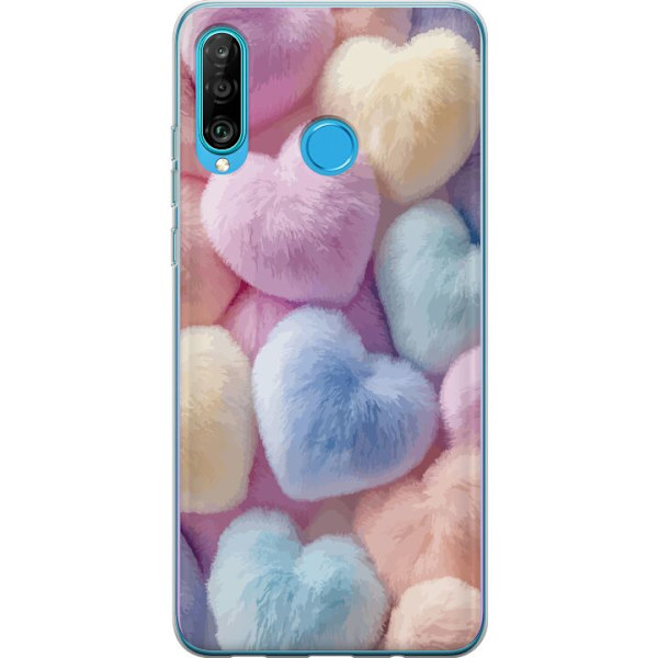 Huawei P30 lite Gennemsigtig cover Hjerter Kærlighed Grafisk Design Romantisk Motiv Populær Symbol Grafisk Mønster Dekoration