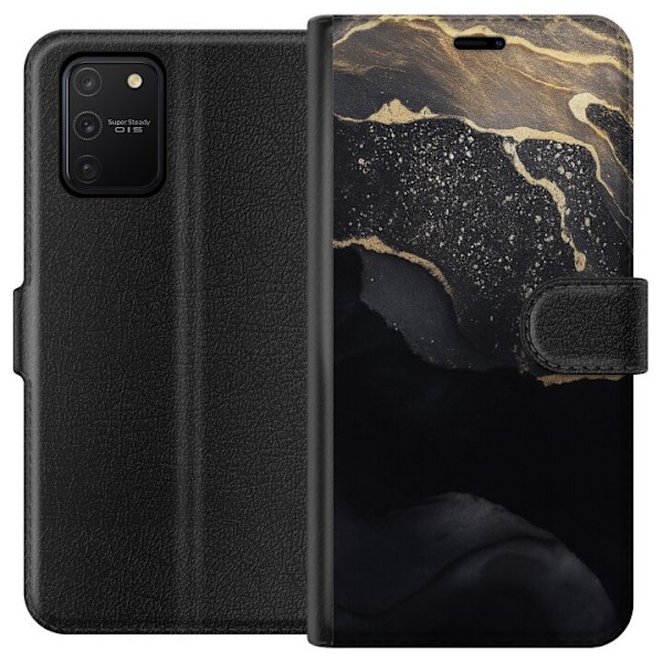 Samsung Galaxy S10 Lite Lompakkokotelo Musta kulta abstrakti