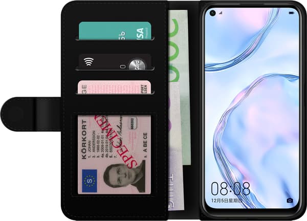 Kompatibelt Lommeboketui til Huawei P40 lite Grå boresvamp - Grått motiv med grå boresvamp. grå