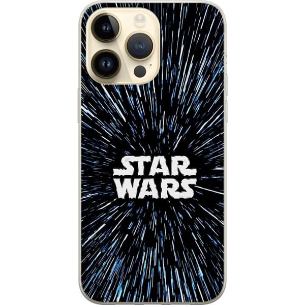 Kompatibel Mobilcover til Apple iPhone 14 Pro Max Star Wars-logo med hyperspace-stjerner i ikonisk sci-fi-design sort