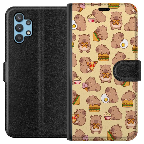 Samsung Galaxy A32 5G Plånboksfodral Kawaii capybara mobilskal med flera söta figurer