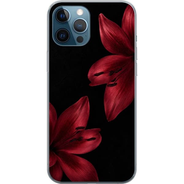 Kompatibelt Mobilskal till Apple iPhone 12 Pro Crimson Lily svart