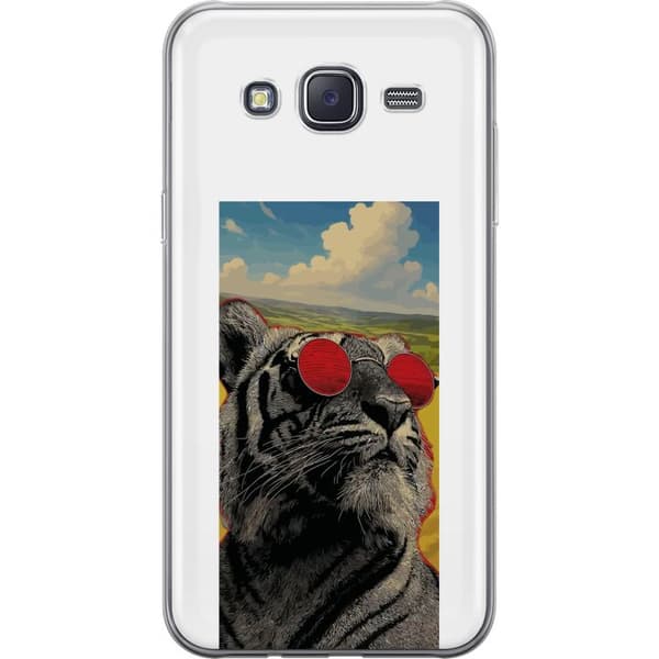 Kompatibelt Mobildeksel til Samsung Galaxy J5 Cool tiger med røde solbriller i popkunststil grå