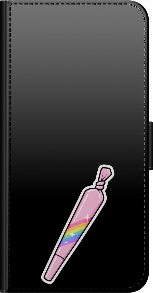 Kompatibel Tegnebogsetui til OnePlus 9 Pro Lyserød regnbuejoint - Lyserødt motiv med lyserød joint med regnbuestriber. pink